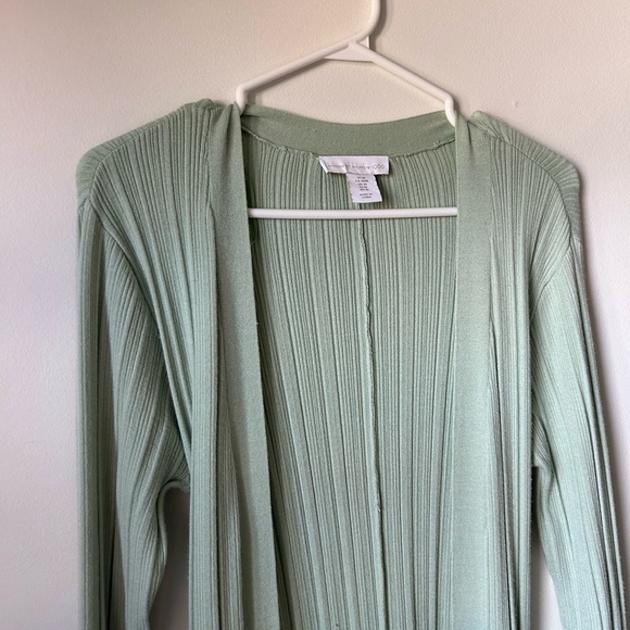 House of Harlow 1960 Mint Green Long Ribbed Tie Up Cardigan - Picture 2 of 5
